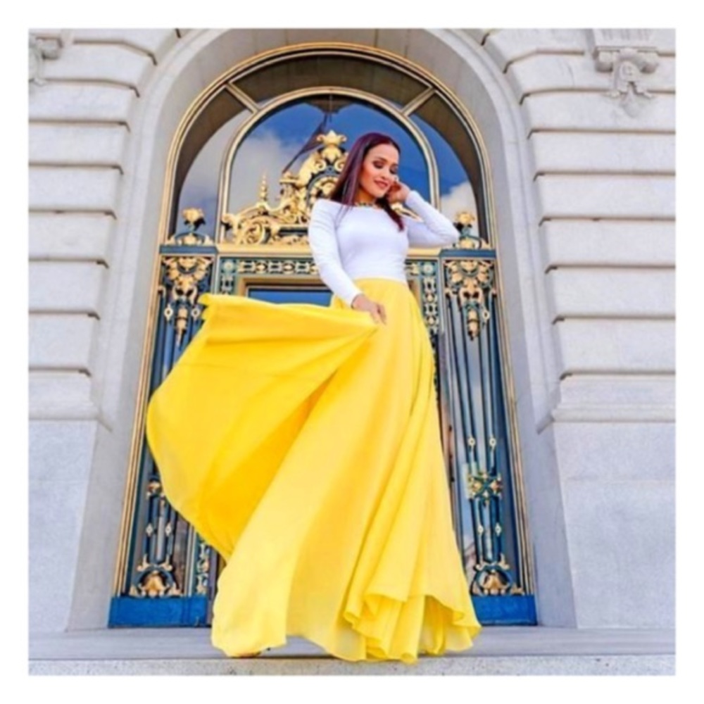 Yellow Chiffon Maxi Skirt - Picture 2 of 6